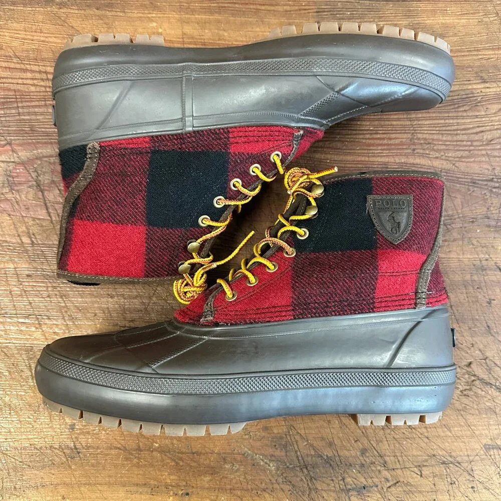 Polo Ralph Lauren Men's Claus Buffalo Check Lace-Up Boot 10